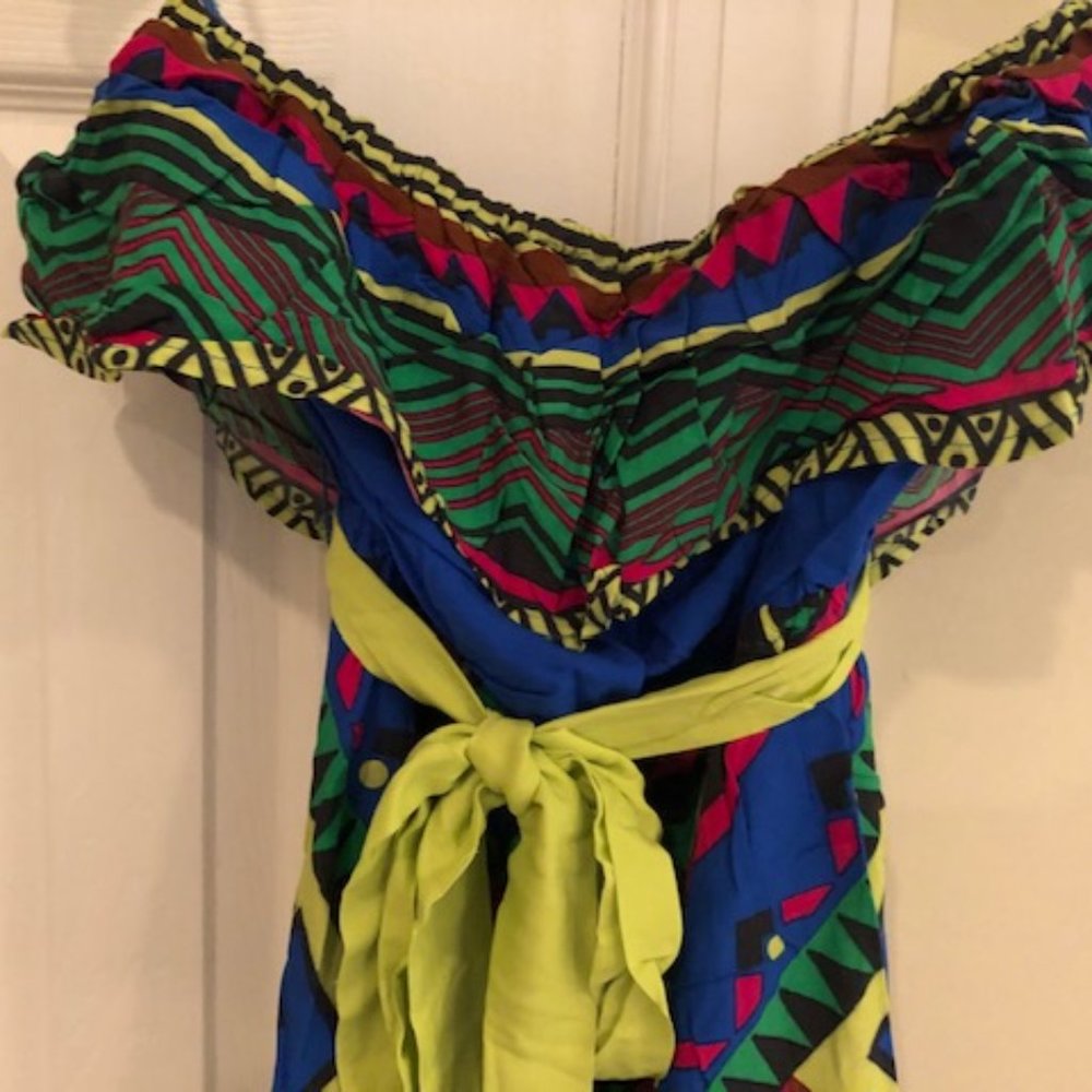 NEW Flying Tomato red-blue-green hi-lo beach dress